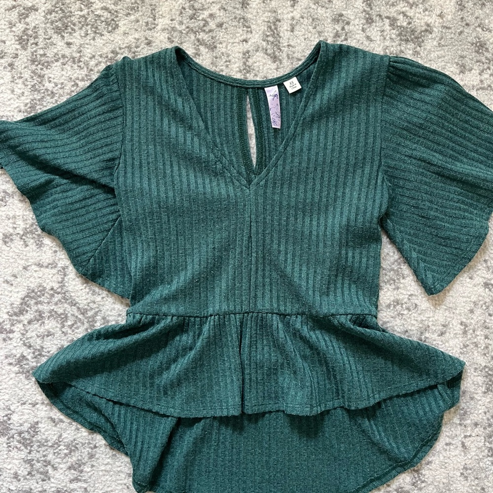 Elegant Green Peplum Top